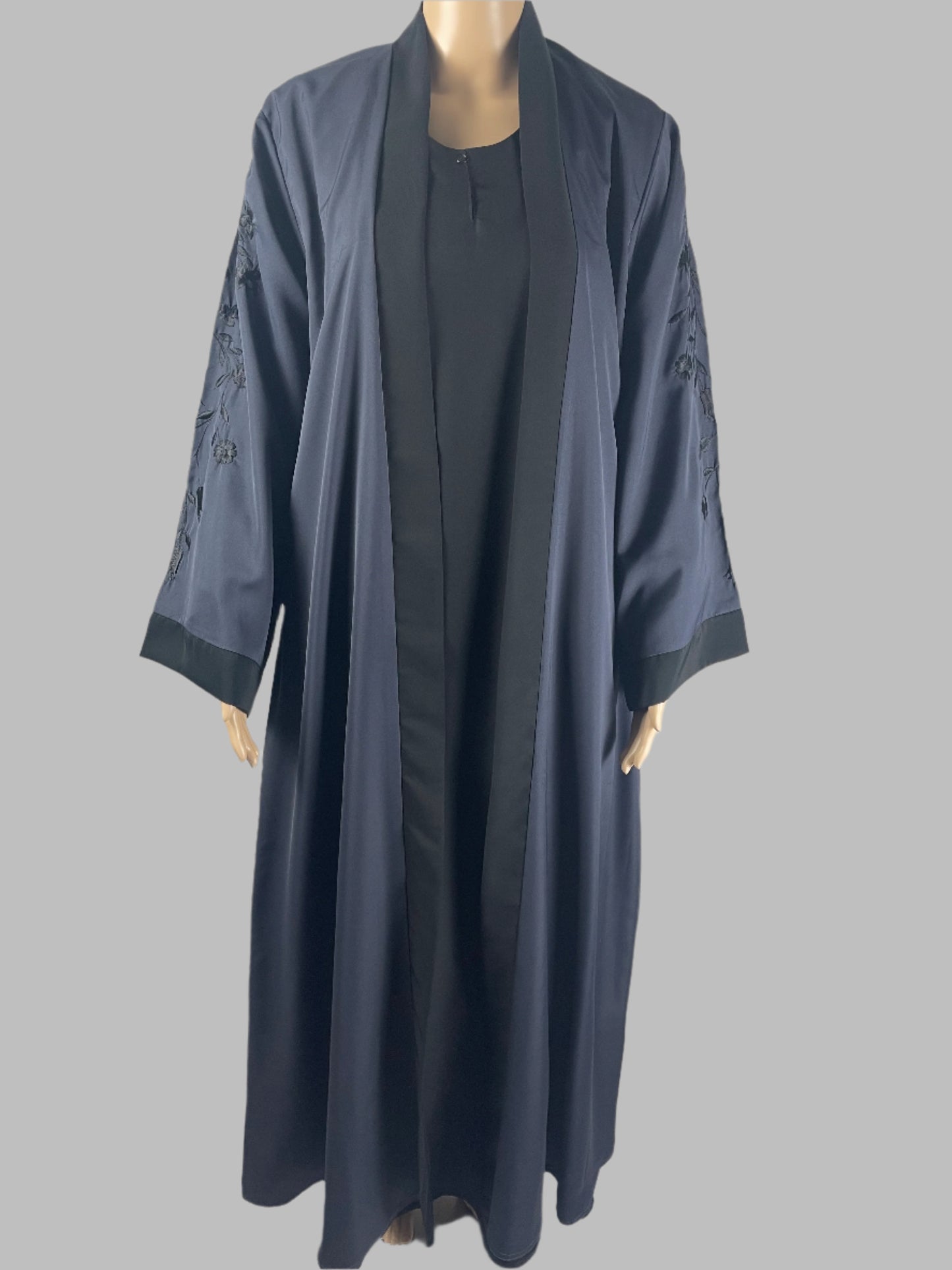 Elegant Two Tone Double Layer Embroidered Abaya