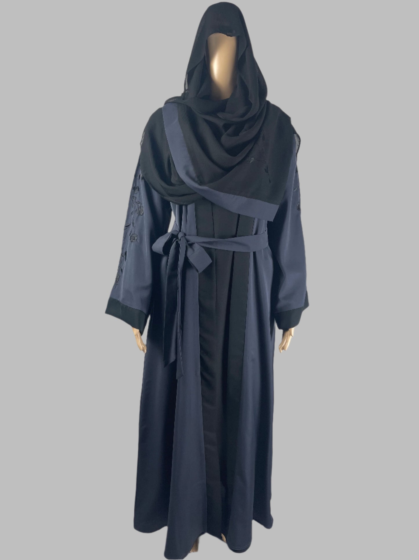 Elegant Two Tone Double Layer Embroidered Abaya