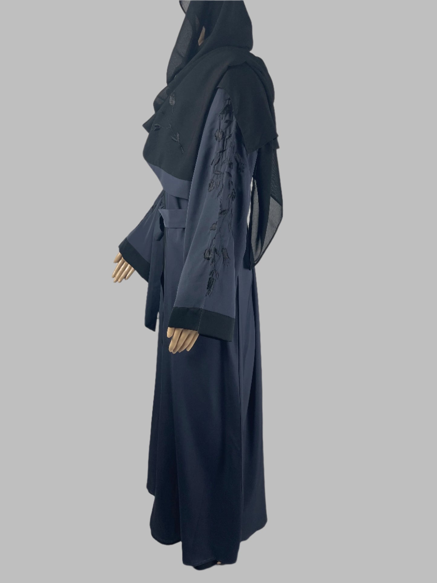 Elegant Two Tone Double Layer Embroidered Abaya