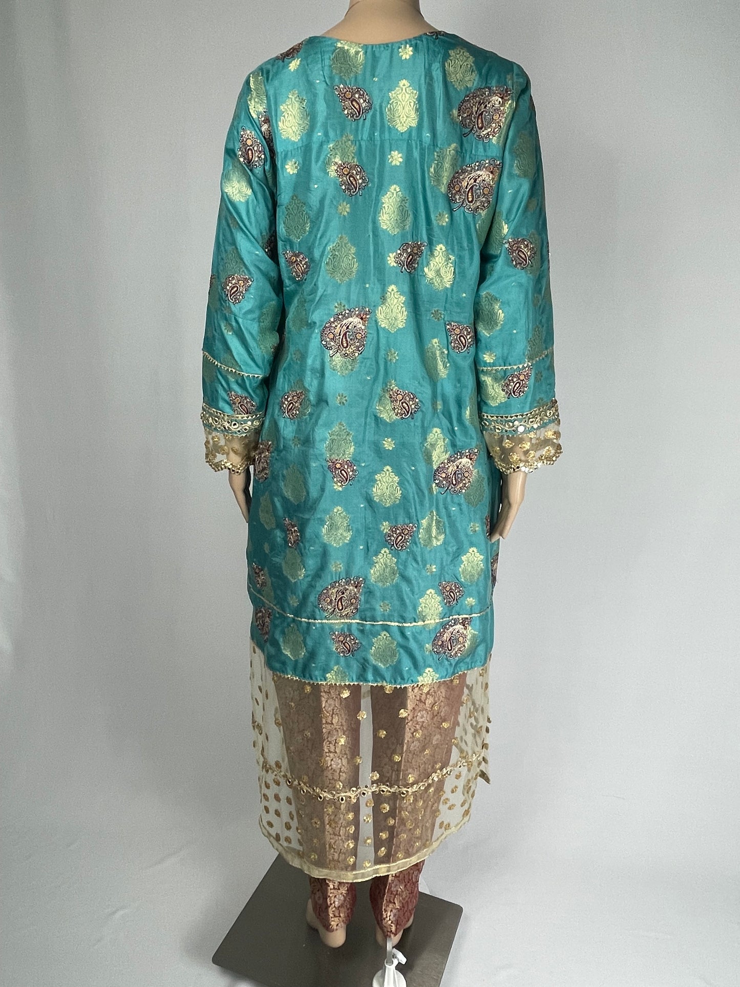 Ethnic Banarsi Embroidered Silk Lace Work Dress