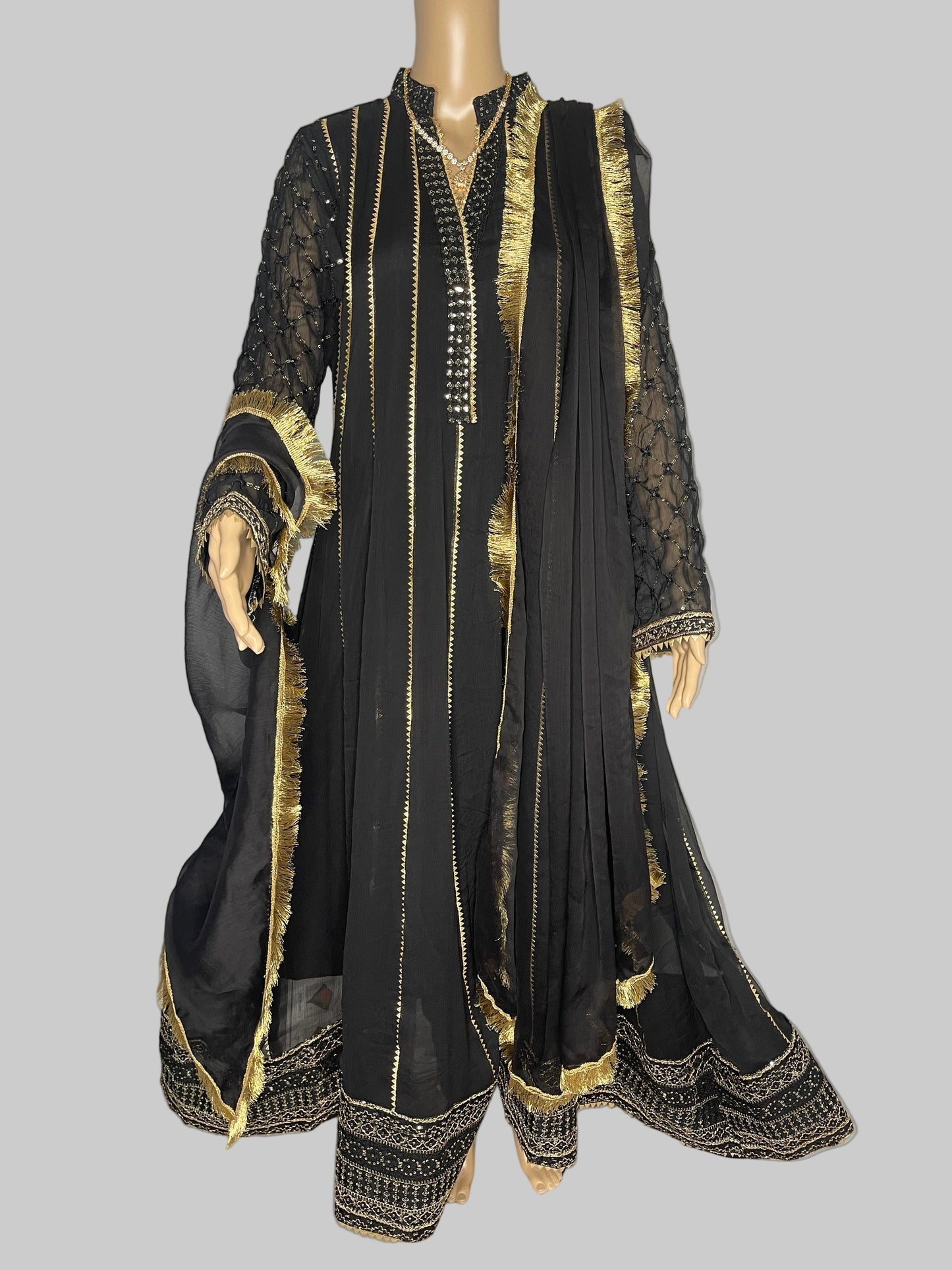 Chiffon Embellished Long Anarkali Dress