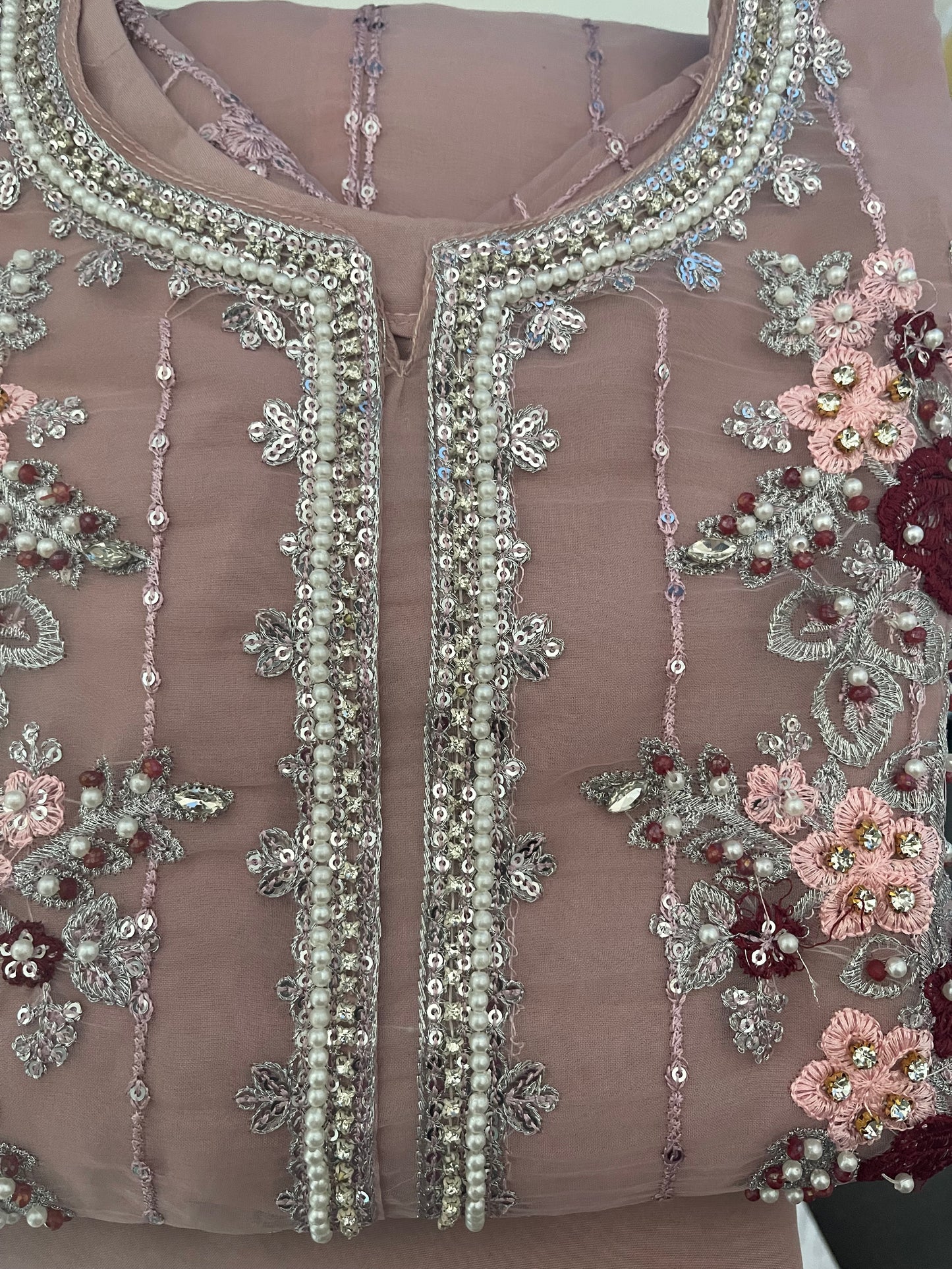 Traditional Resham Tilla Pearls And Rhinstones Shalwar Kameez