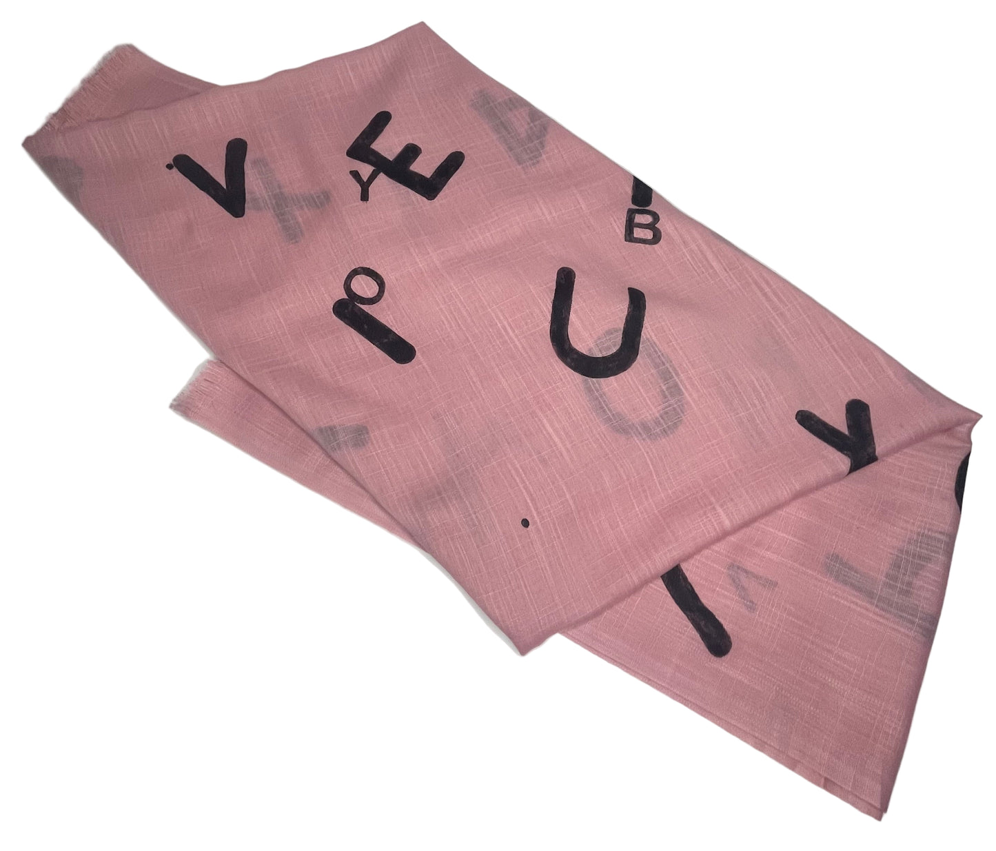 Pink Cotton Alphabets Pattern Block printed Scarf