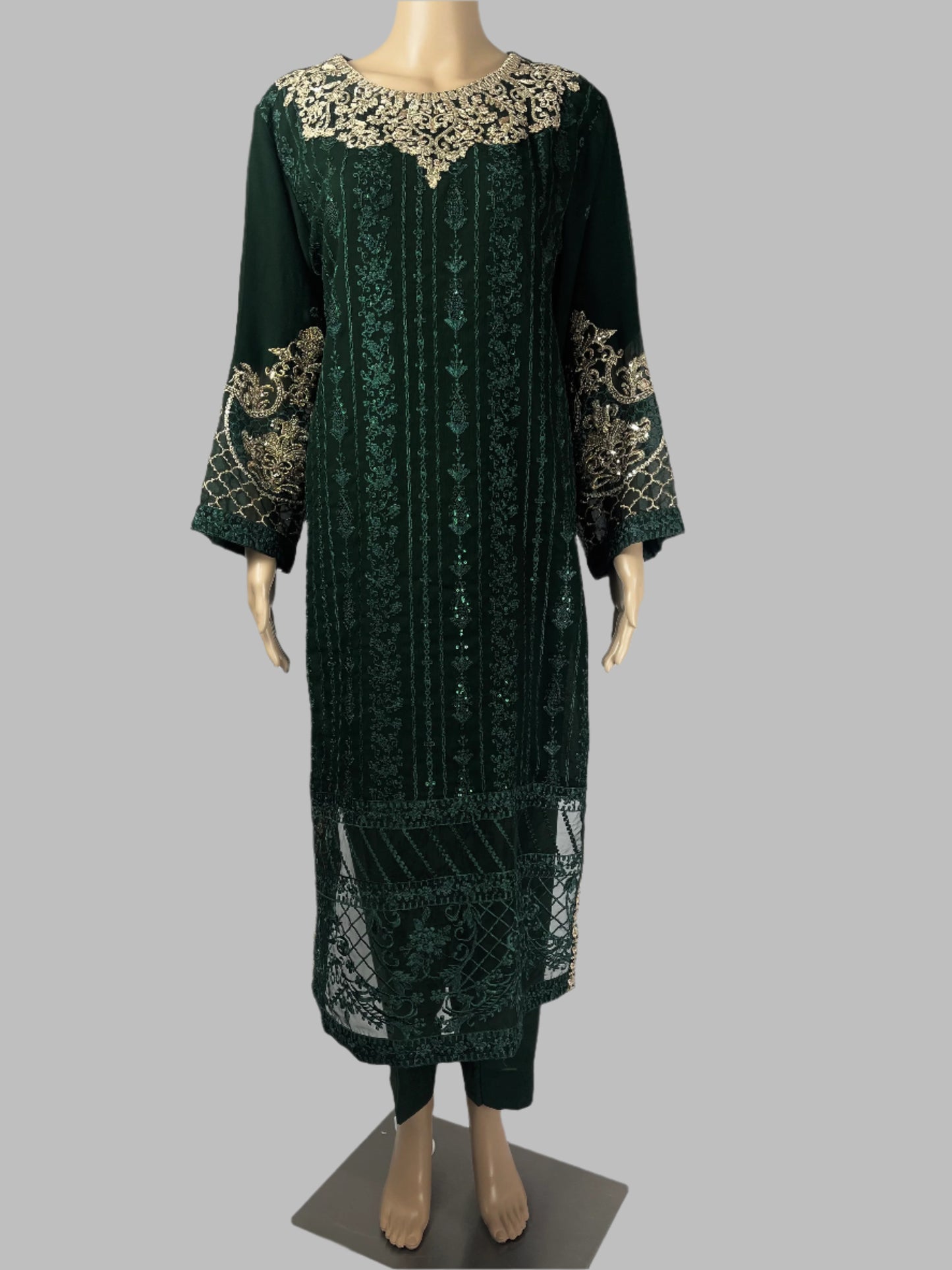 Pakistani Shalwar Kameez Chiffon Party Wear Tilla And Resham Embroidery
