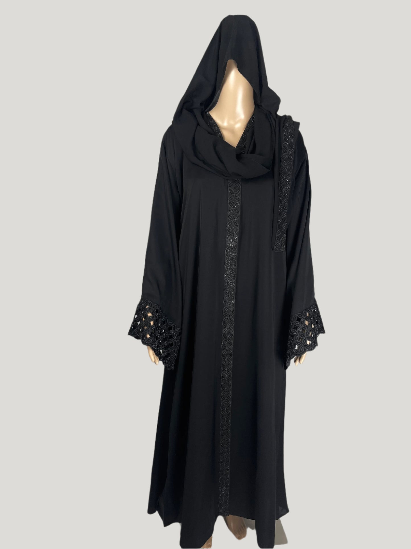 Sleek Elegance Laser-Cut Abaya