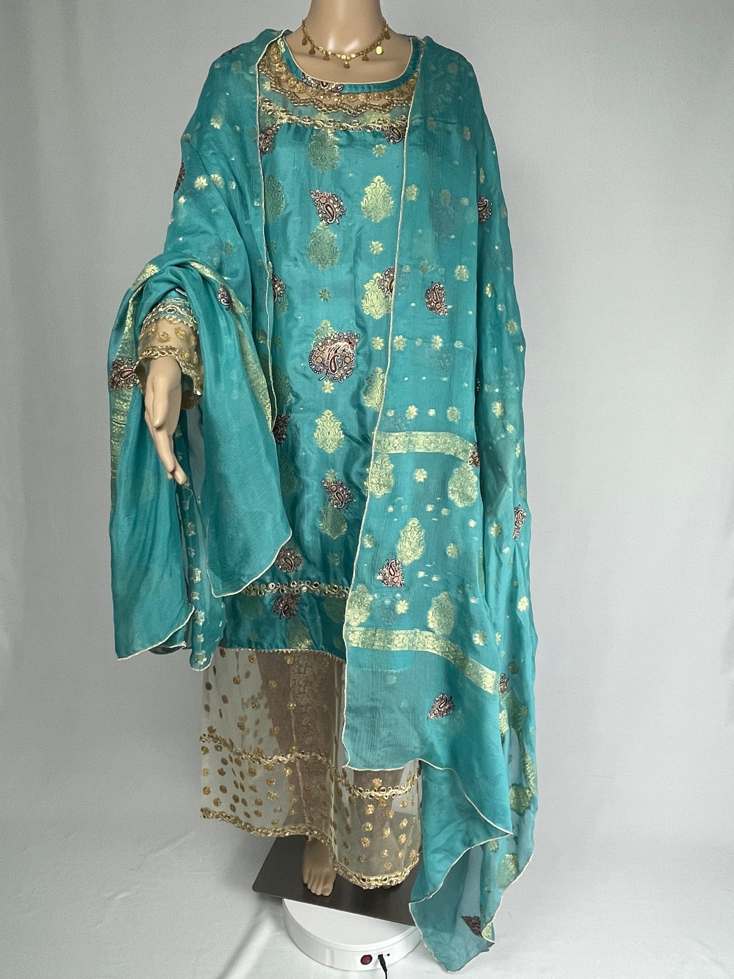 Ethnic Banarsi Embroidered Silk Lace Work Dress