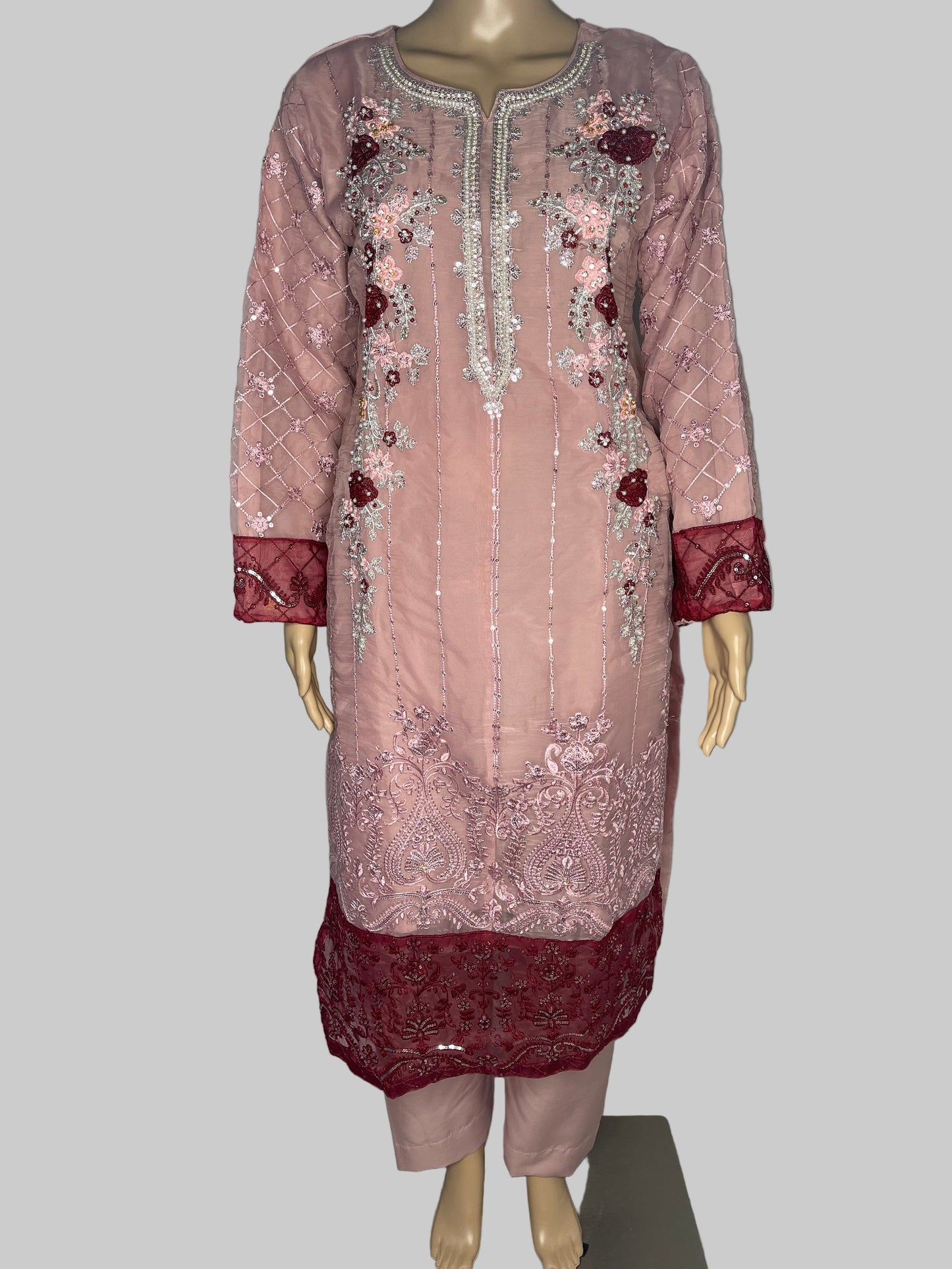 Traditional Resham Tilla Pearls And Rhinstones Shalwar Kameez