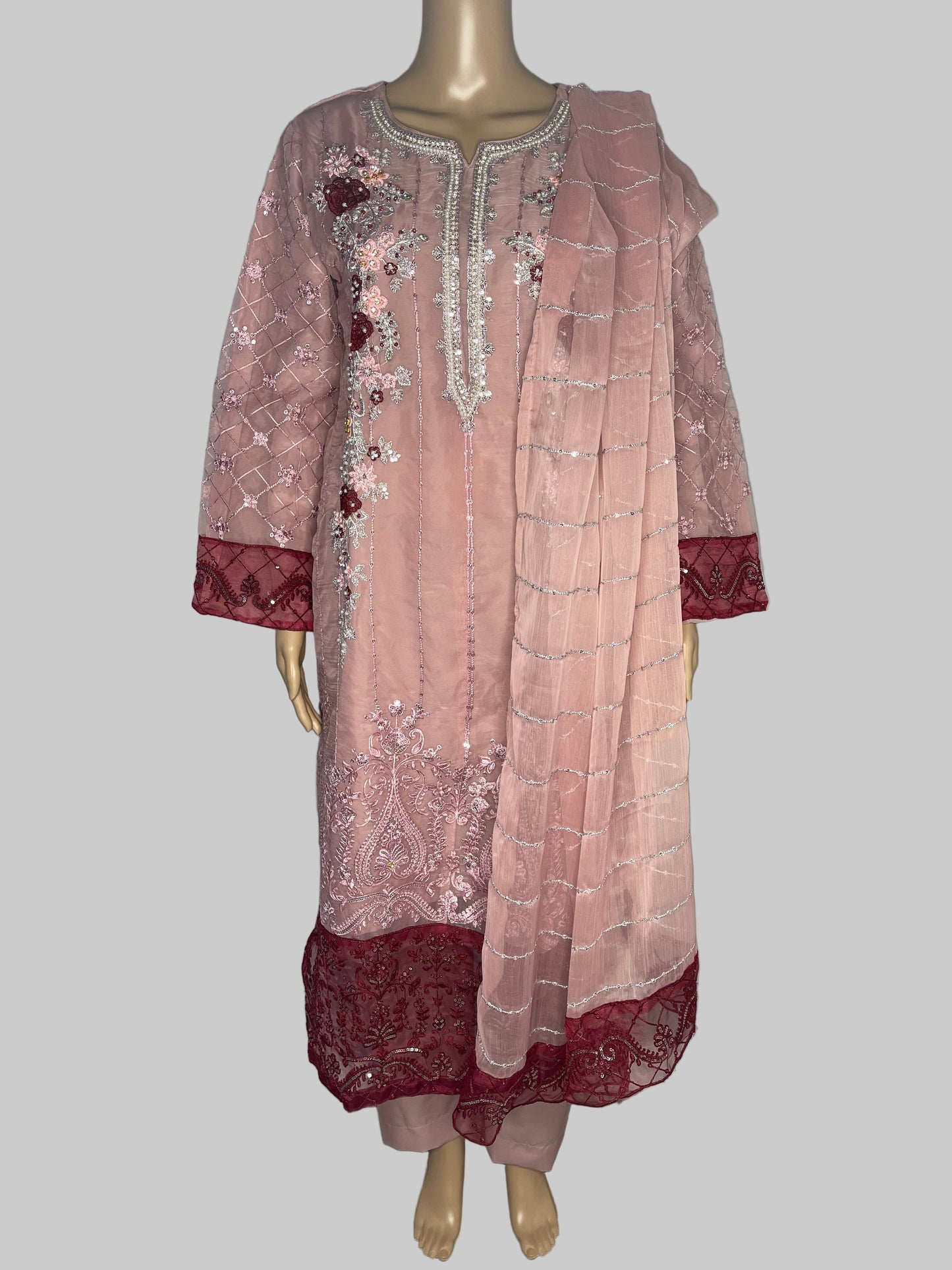 Traditional Resham Tilla Pearls And Rhinstones Shalwar Kameez