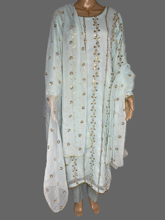 Beautiful Light Blue Chiffon Dress