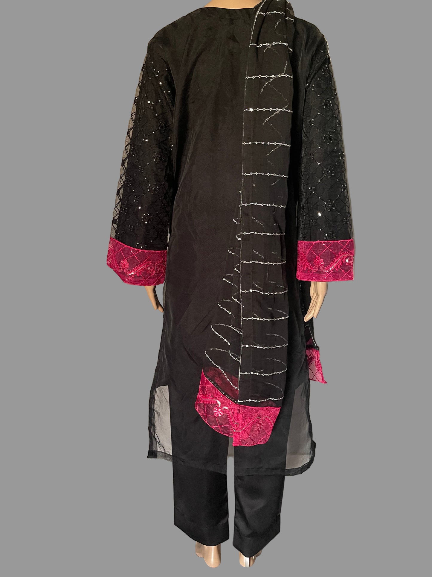 Organza Shalwar Suit In Black Color