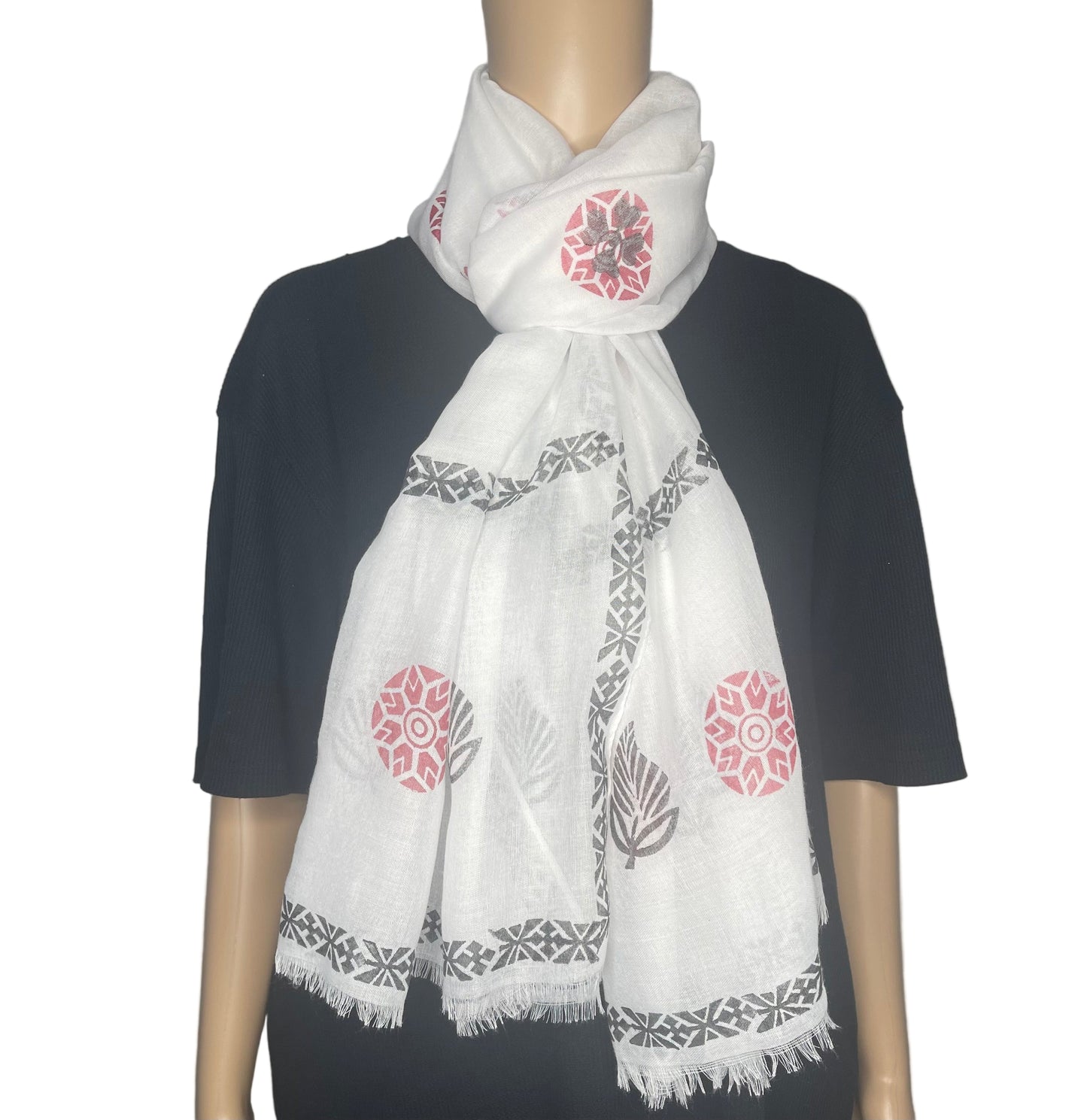 Black And White Cotton Scarf